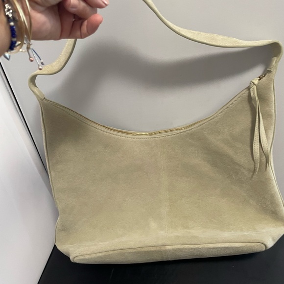 Margot Cream Shoulder Bag Hobo genuine suede leather - Picture 2 of 12